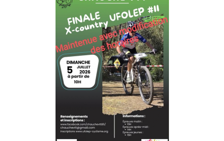 UFOLEP ATTENTION MODIFICATION DES HORAIRES COURSE